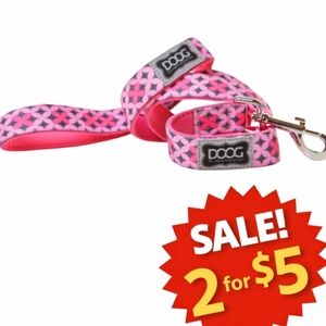 🔴 DOOG Neoprene Toto Dog Leash Pink Black Small 51-in long 1/2-in wide